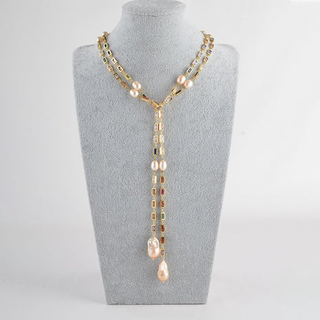 Colorful Stone Pink Pearl Necklace / Ruchi
