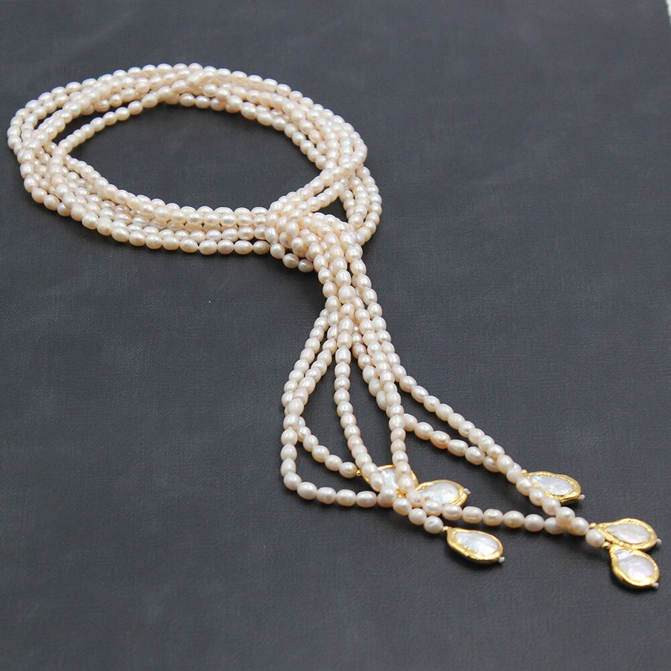 Lariat Pearl Necklace For Women / Ruchi