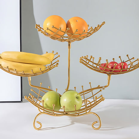 Multilayer Tray Grid Style Metal Fruit Basket Stand / Ruchi