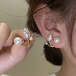 Endearing Tulip Flower Design Pearl Metal Stud Earrings / Ruchi