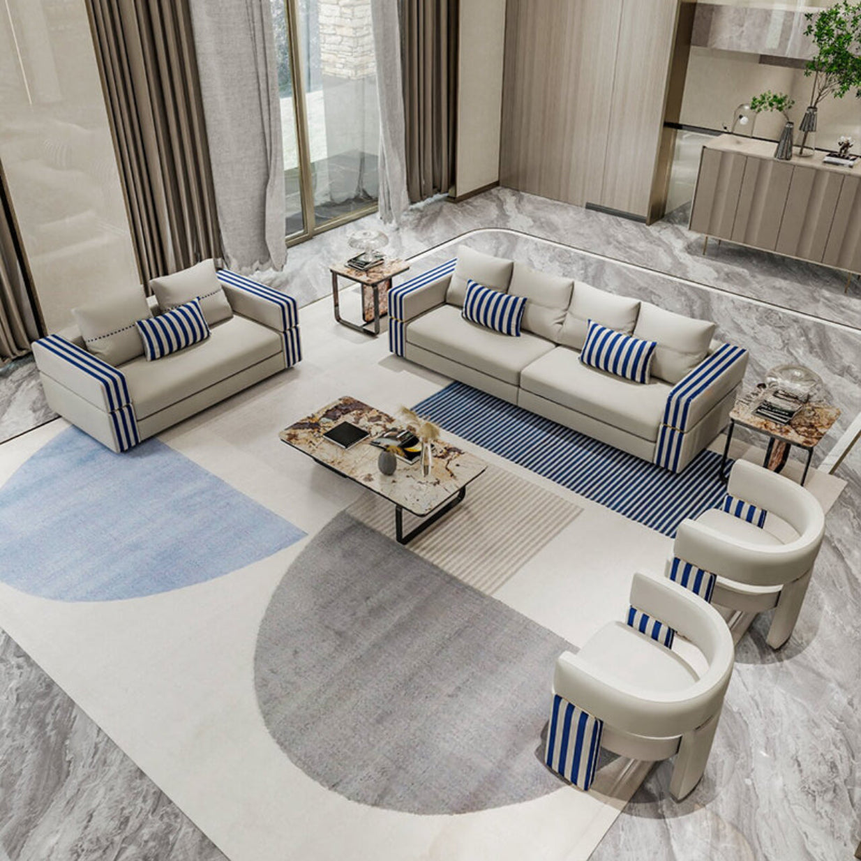 Modern Leather Living Room Sofa Set / Ruchi
