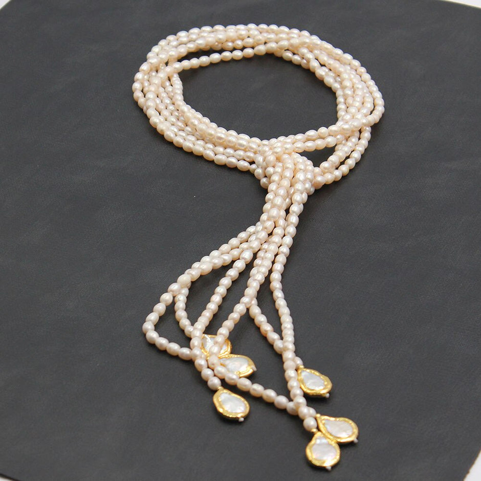 Lariat Pearl Necklace For Women / Ruchi