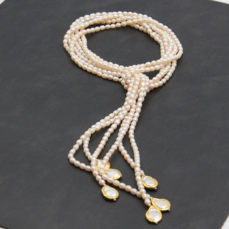 Lariat Pearl Necklace For Women / Ruchi