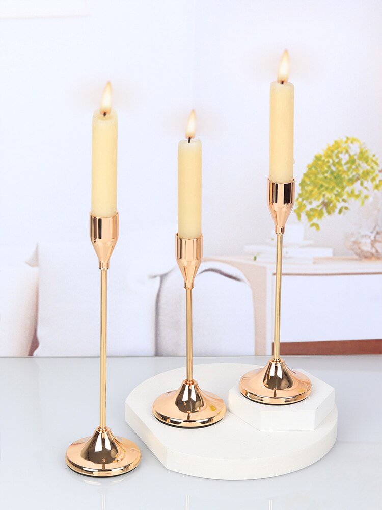 3 Pieces Trumpet Cup Shaped Metal Candle Holder / Ruchi