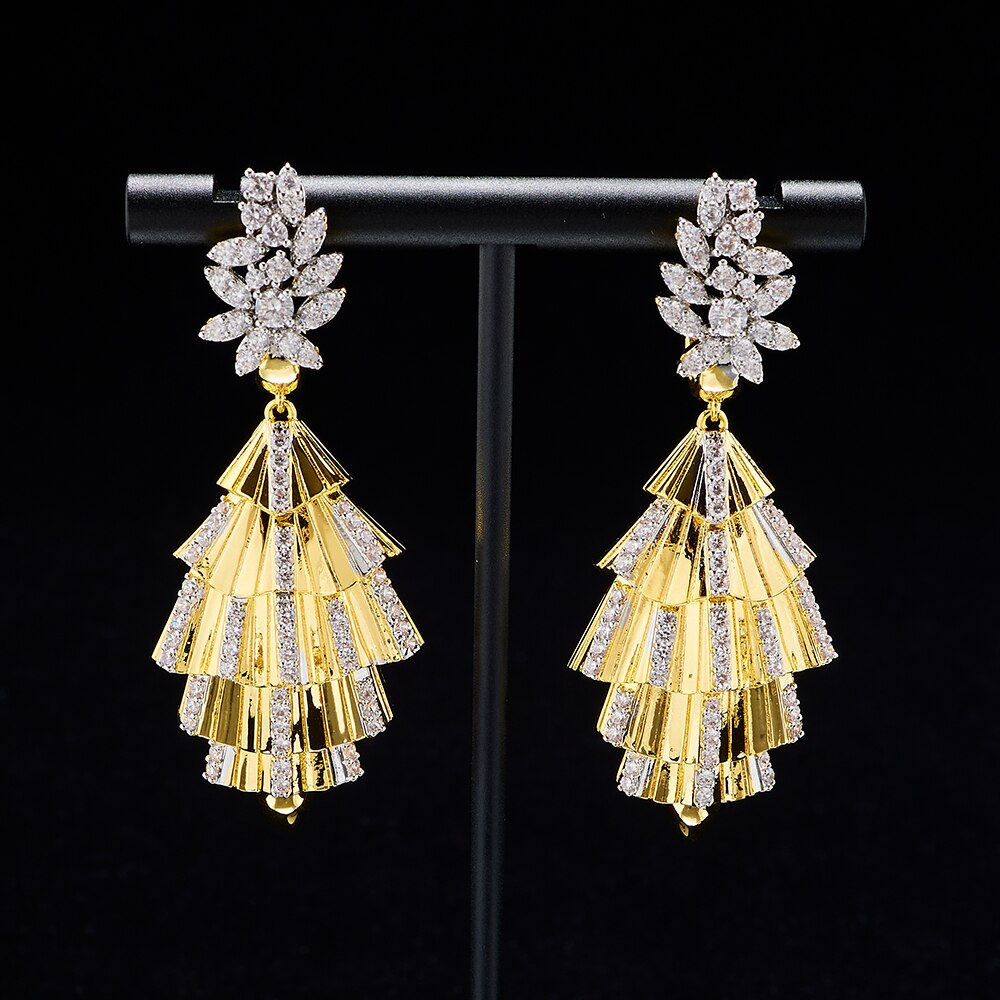 Zirconia Dangle Drop Metal Earrings / Ruchi