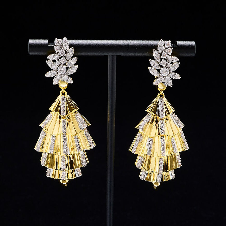 Zirconia Dangle Drop Metal Earrings / Ruchi