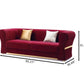 Minimalist Velvet Upholstered 3 Pcs Maroon Sofa Set / Ruchi