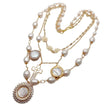 White Pearl Cross Necklace / Ruchi