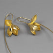 Magnolia Flower Design Metal Drop Earrings / Ruchi