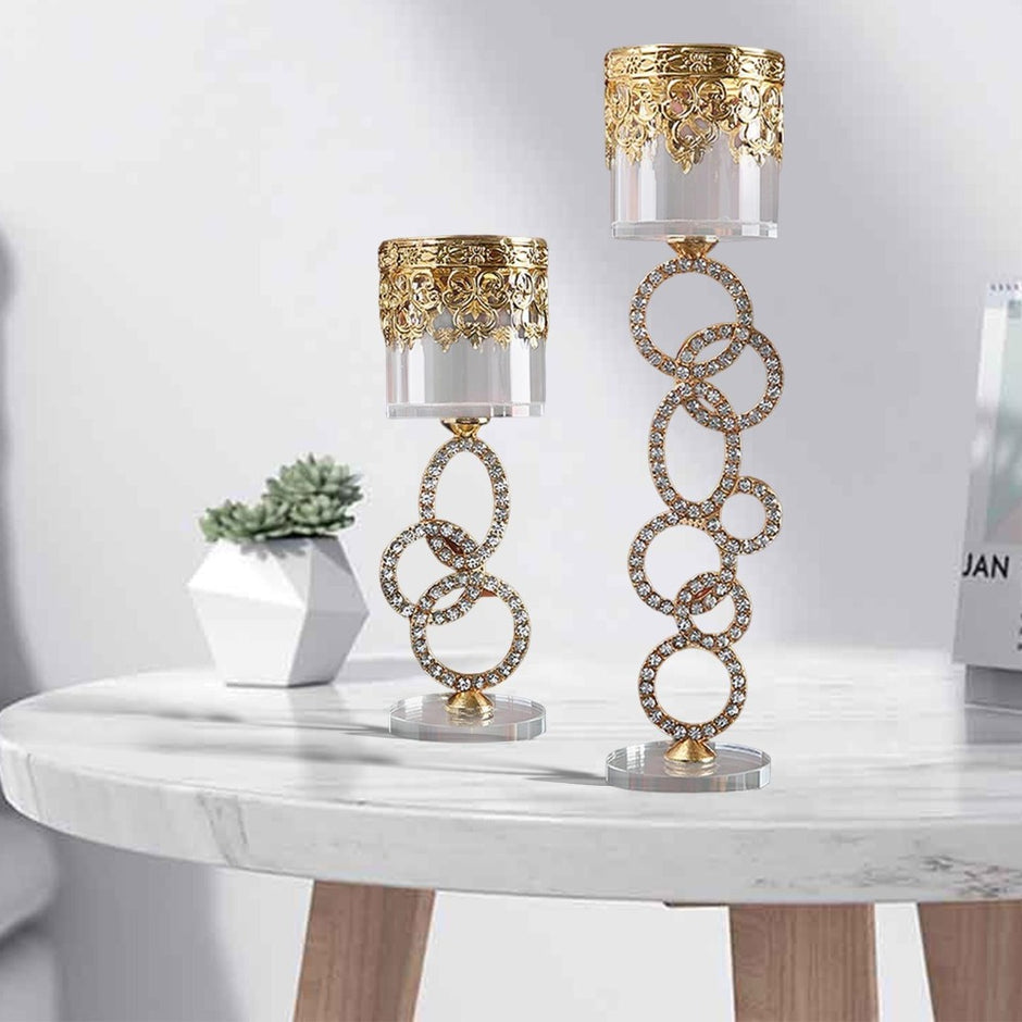 Decorative Crystal Glass Candle Holder / Ruchi