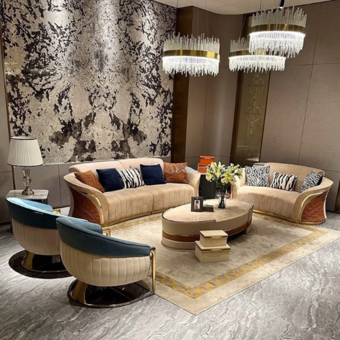 Italian Velvet Fabric Sofa Set