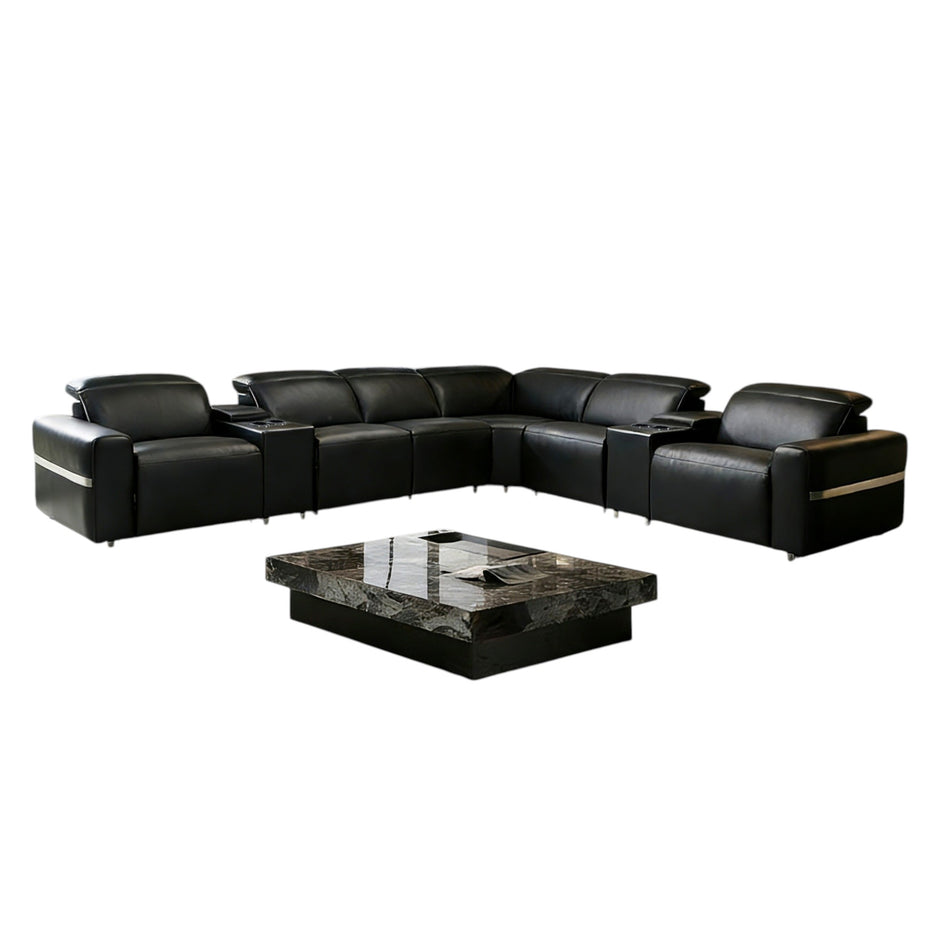 Power Reclining Leather Sectional Sofa With LED / Ruchi