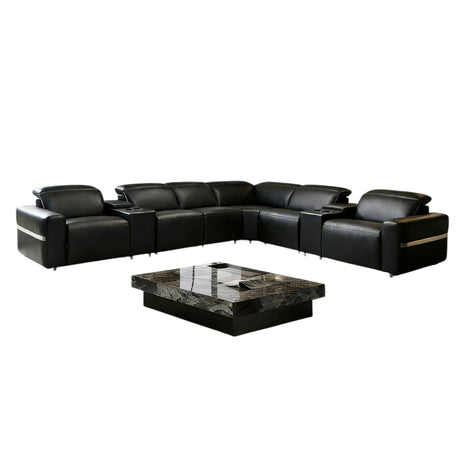 Power Reclining Leather Sectional Sofa With LED / Ruchi