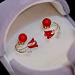 Endearing Tulip Flower Design Pearl Metal Stud Earrings / Ruchi