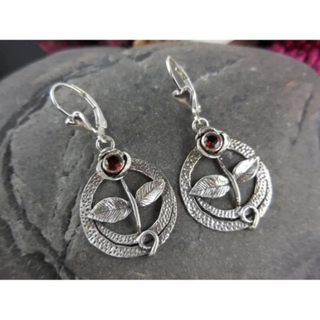 Rose Flower Design Crystal Metal Earrings / Ruchi