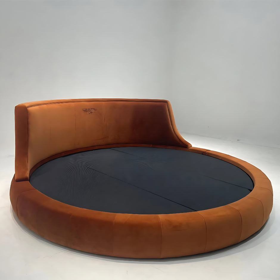 Modern Velvet Upholstered Round Bed / Ruchi