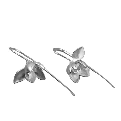 Magnolia Flower Design Metal Drop Earrings / Ruchi