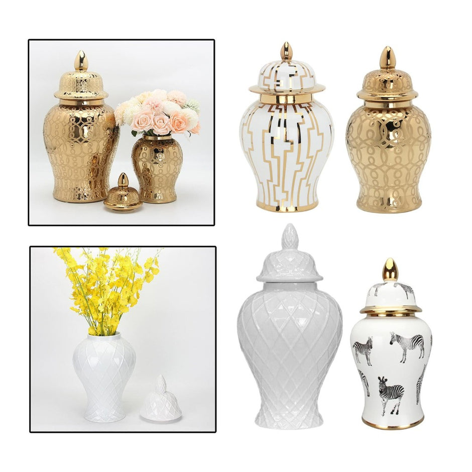 Ceramic Ginger Jar Vase With Lid / Ruchi