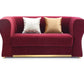 Minimalist Velvet Upholstered 3 Pcs Maroon Sofa Set / Ruchi