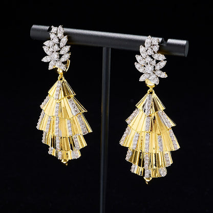 Zirconia Dangle Drop Metal Earrings / Ruchi