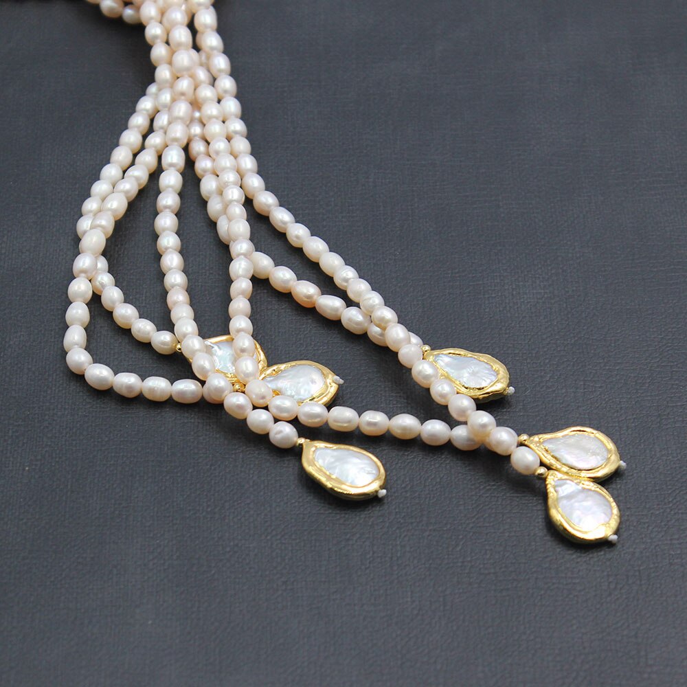 Lariat Pearl Necklace For Women / Ruchi
