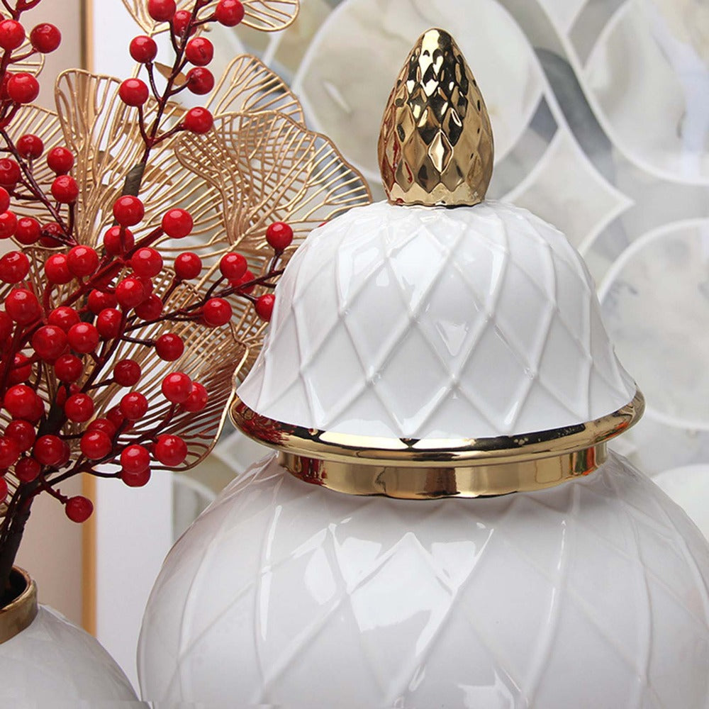 White Ceramic Ginger Jar Vase / Ruchi 