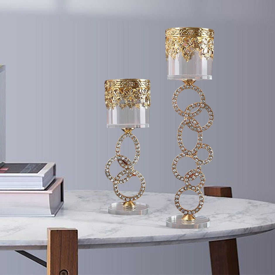 Decorative Crystal Glass Candle Holder / Ruchi