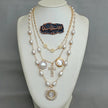 White Pearl Cross Necklace / Ruchi