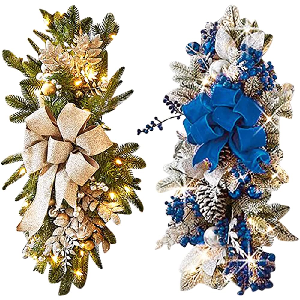 Artificial Stairway Christmas Wreath With LED Lights / Ruchi