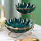 2-Tier Metal Fruit Stand With 2 Porcelain Bowls / Ruchi