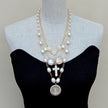 White Pearl Cross Necklace / Ruchi