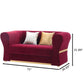 Minimalist Velvet Upholstered 3 Pcs Maroon Sofa Set / Ruchi