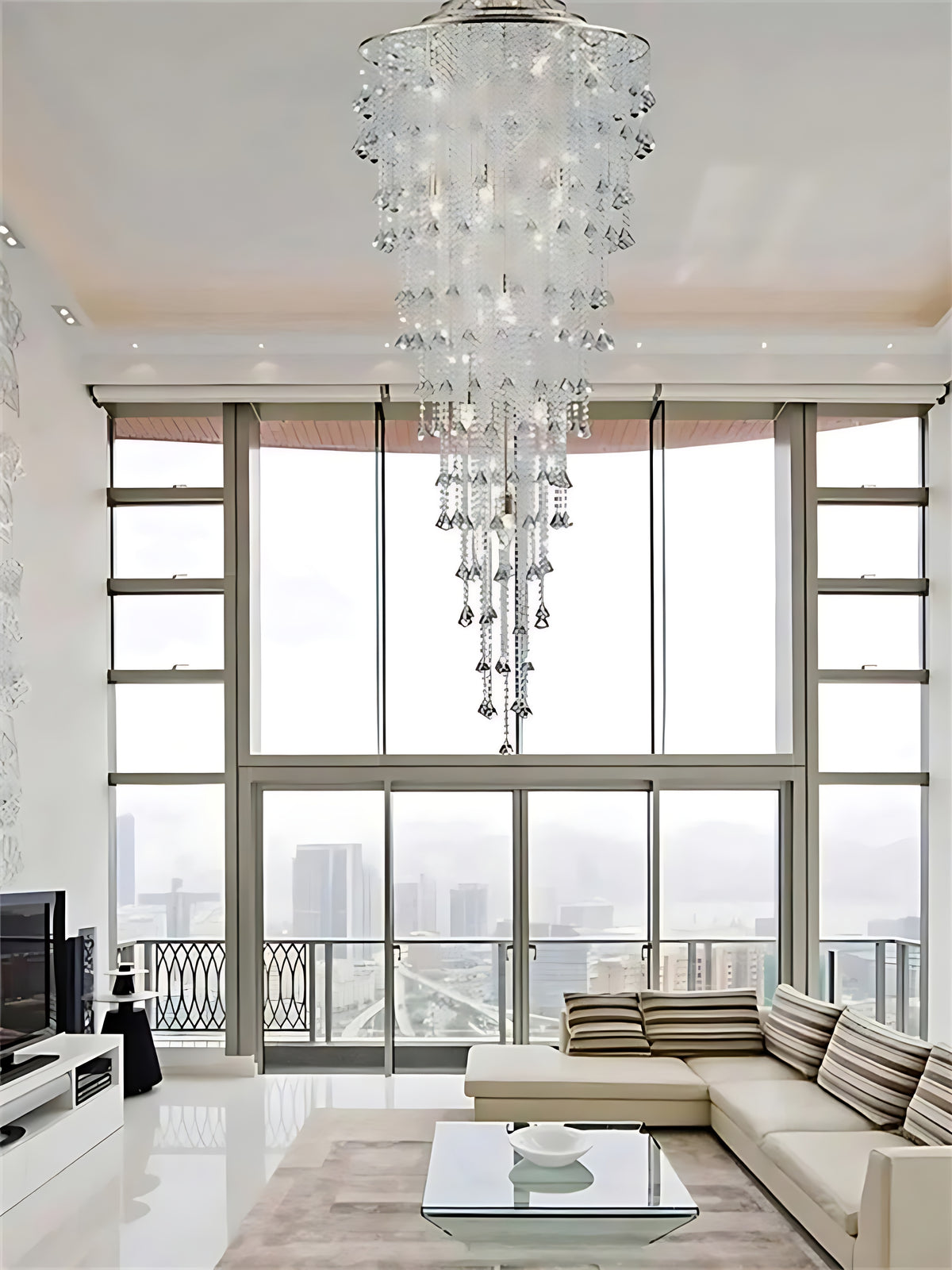 Modern LED Crystal Chandelier For Staircase / Ruchi