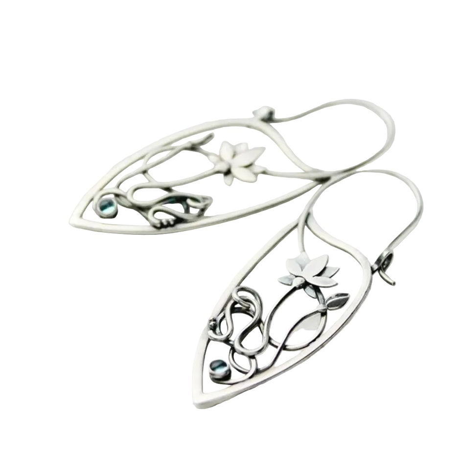 Lotus Flower Design Silver Metal Earrings / Ruchi