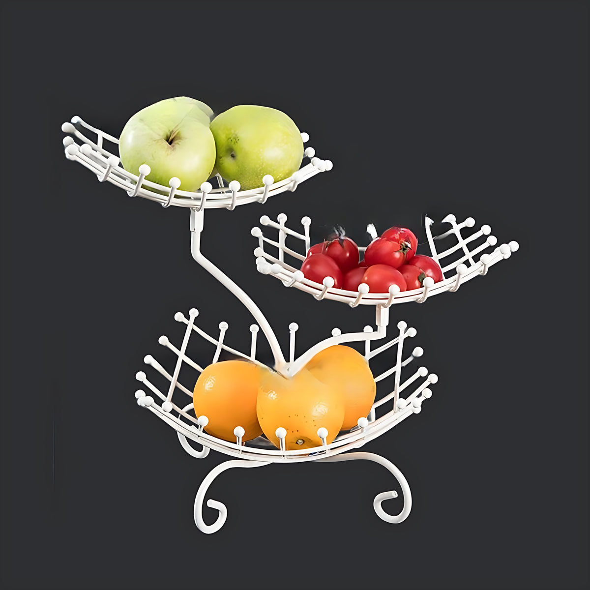Multilayer Tray Grid Style Metal Fruit Basket Stand / Ruchi