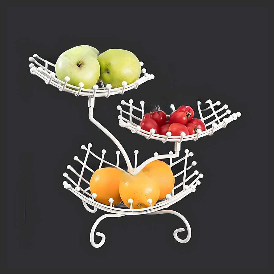 Multilayer Tray Grid Style Metal Fruit Basket Stand / Ruchi