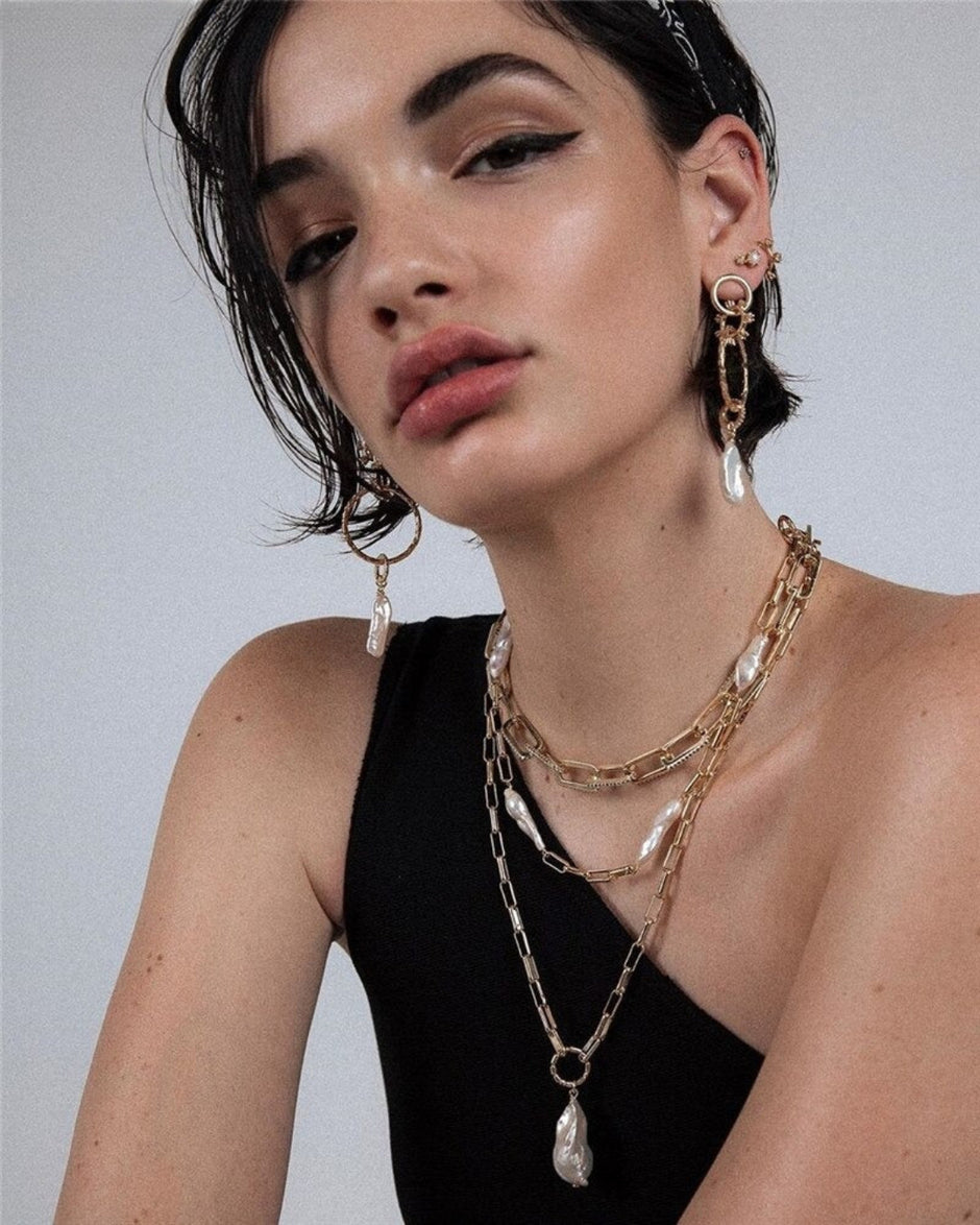 Brass Baroque Pearl Choker Necklace / Ruchi