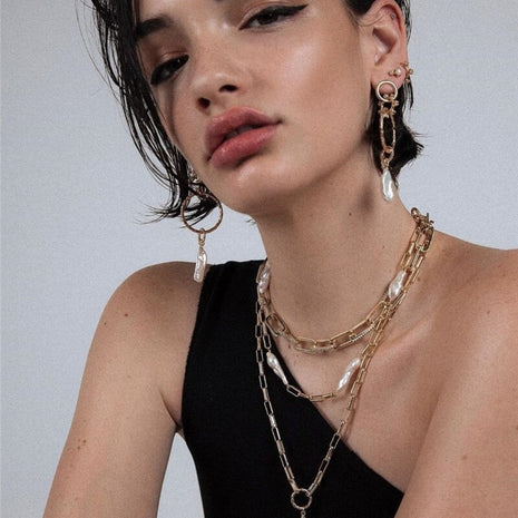 Brass Baroque Pearl Choker Necklace / Ruchi