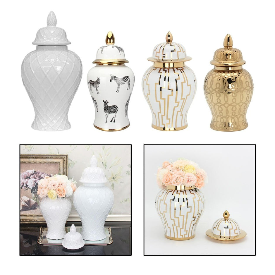 Ceramic Ginger Jar Vase With Lid / Ruchi