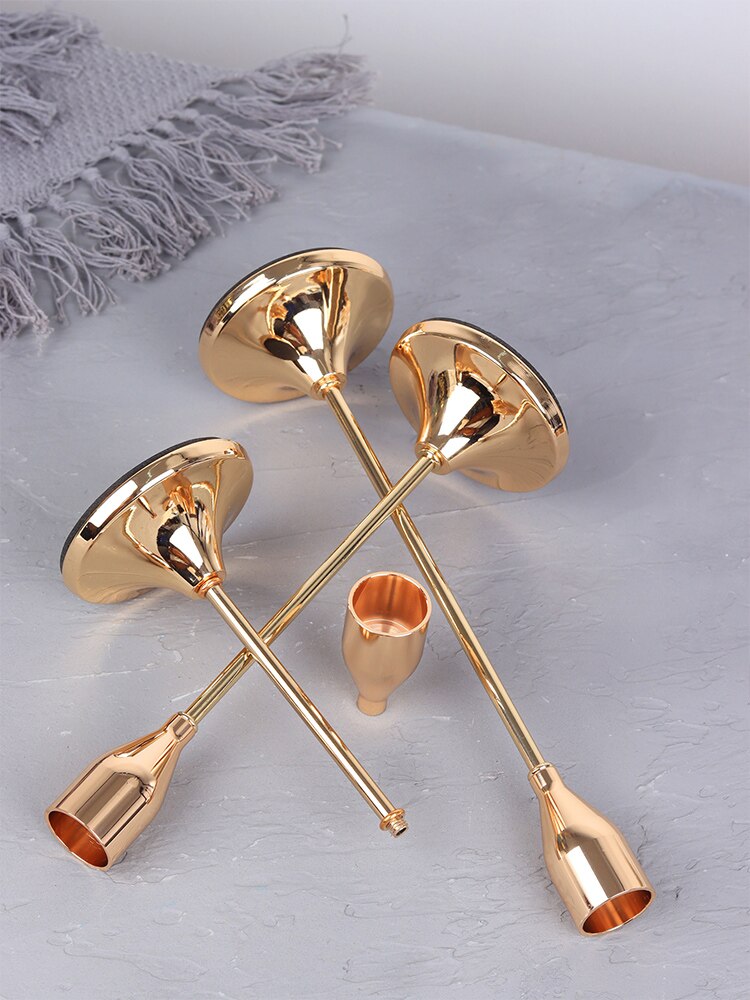 3 Pieces Trumpet Cup Shaped Metal Candle Holder / Ruchi