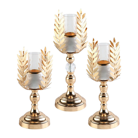 Vertical Olive Branch Design Metal Candle Holder / Ruchi