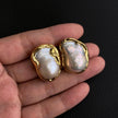 Baroque White Pearl Gold Plated Stud Earrings / Ruchi