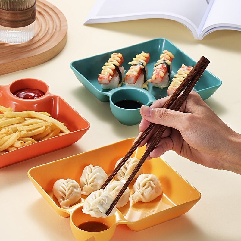 7 Inches Square Plastic Platter With Sauce Holder / Ruchi