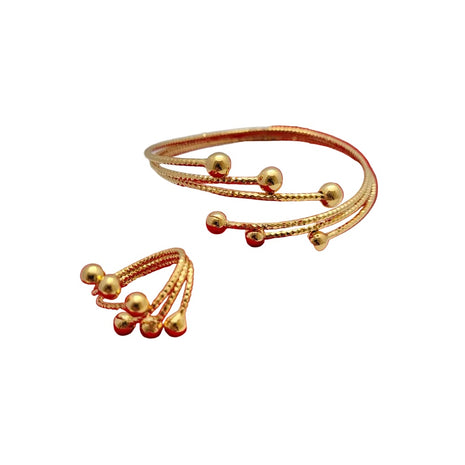 Golden Metal Cuff Bangle And Ring Set / Ruchi