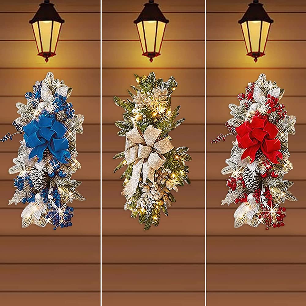 Artificial Stairway Christmas Wreath With LED Lights / Ruchi