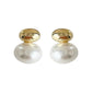 1 Pair Bean Spliced Flat White Pearl Metal Earrings / Ruchi