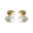 Bean Spliced White Pearl Metal Earrings / Ruchi