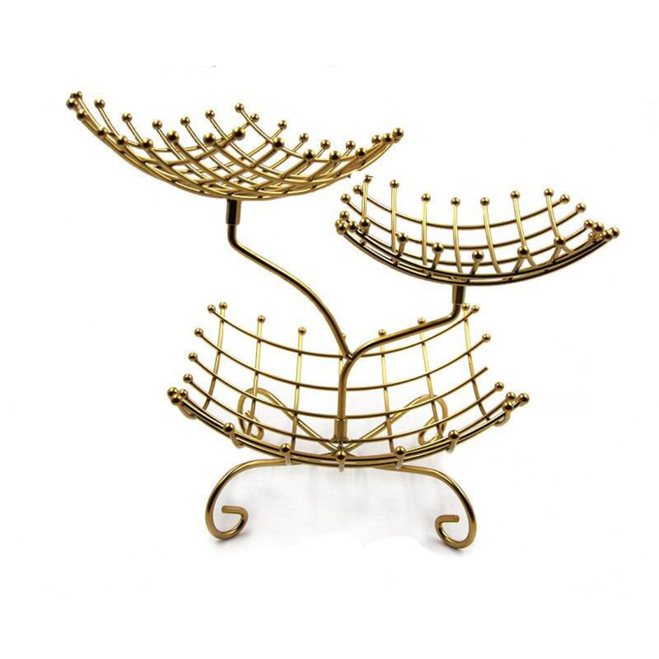 Multilayer Tray Grid Style Metal Fruit Basket Stand / Ruchi