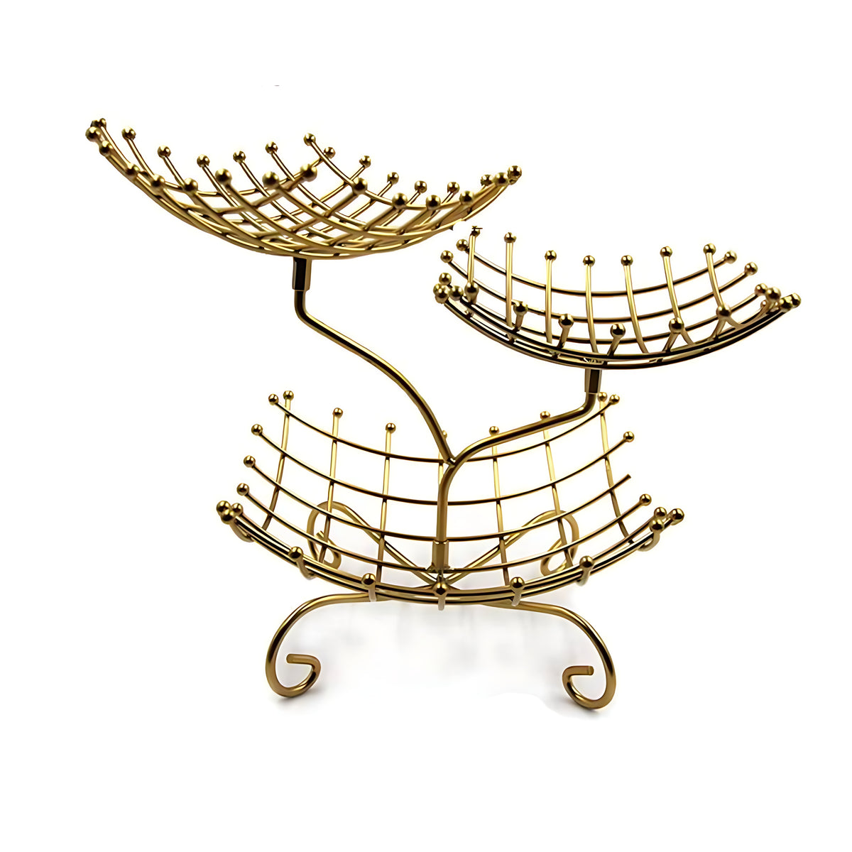 Multilayer Tray Grid Style Metal Fruit Basket Stand / Ruchi