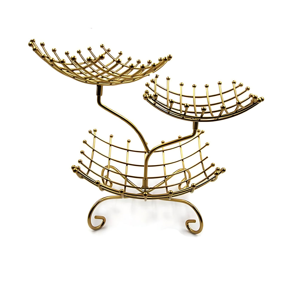 Multilayer Tray Grid Style Metal Fruit Basket Stand / Ruchi